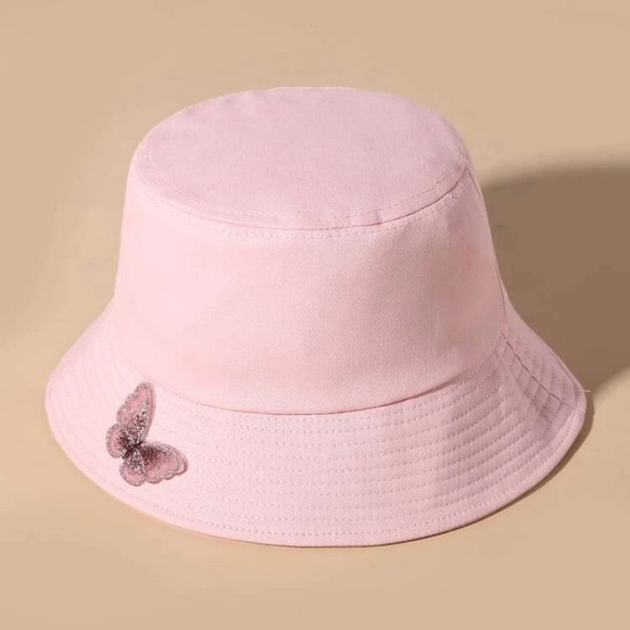 accessories-plain-pink-butterfly-bucket-hat-poshmark